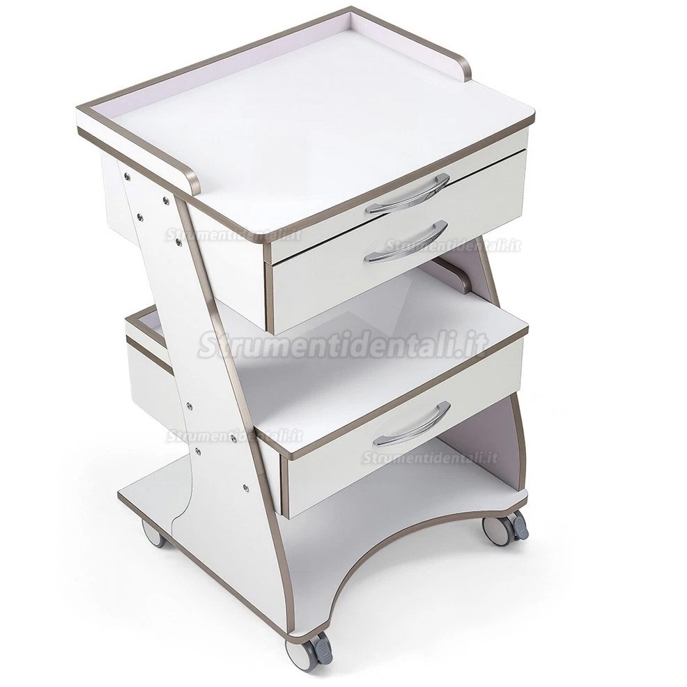 Carrello portaoggetti odontoiatrico Dentech G06 con doppio cassetto e vassoio portastrumenti